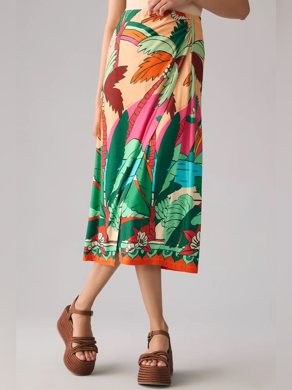 Farm Rio × Anthropologie Printed Wrap MIDI Skirt – Size S - Picture 4 of 10